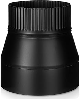Moxweyeni 6'' to 5'' Stove Pipe Reducer Black Matte Pipe Reducer Black Duct Adapter for Connecting Stove Flu to Chimney for Proper Ventilation for Chimney Conversion