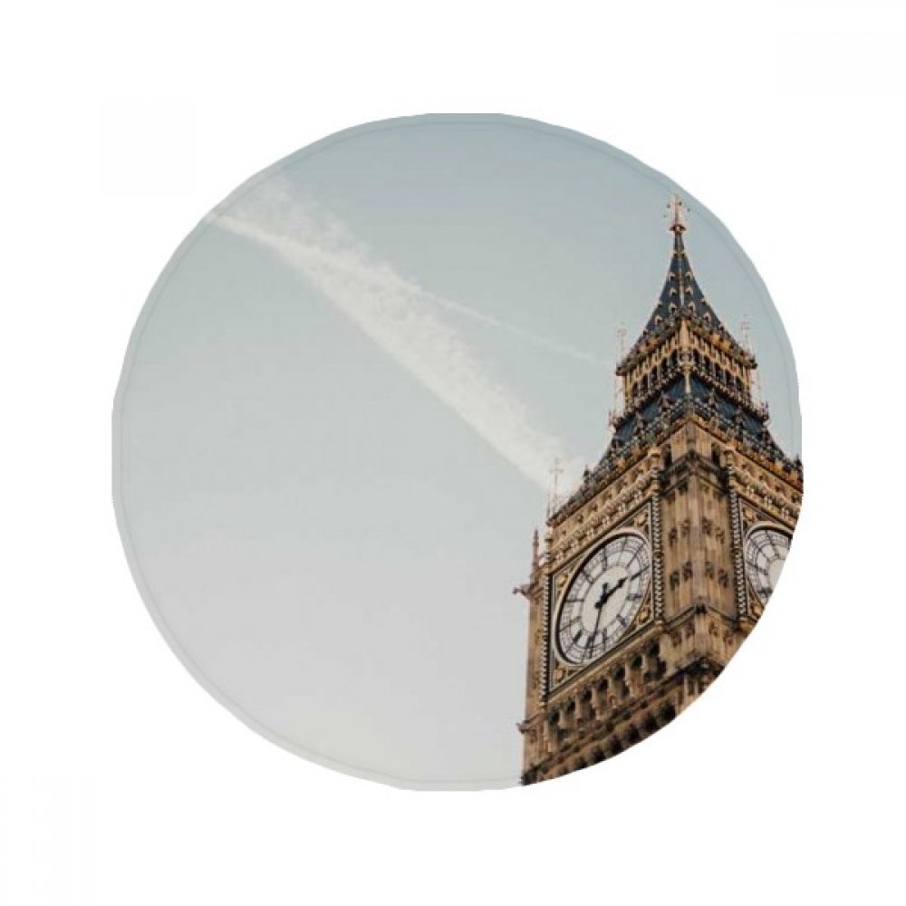 Tapis ronde Big Ben sous les nuages bleu pour sécuriser votre couloir et votre salon
