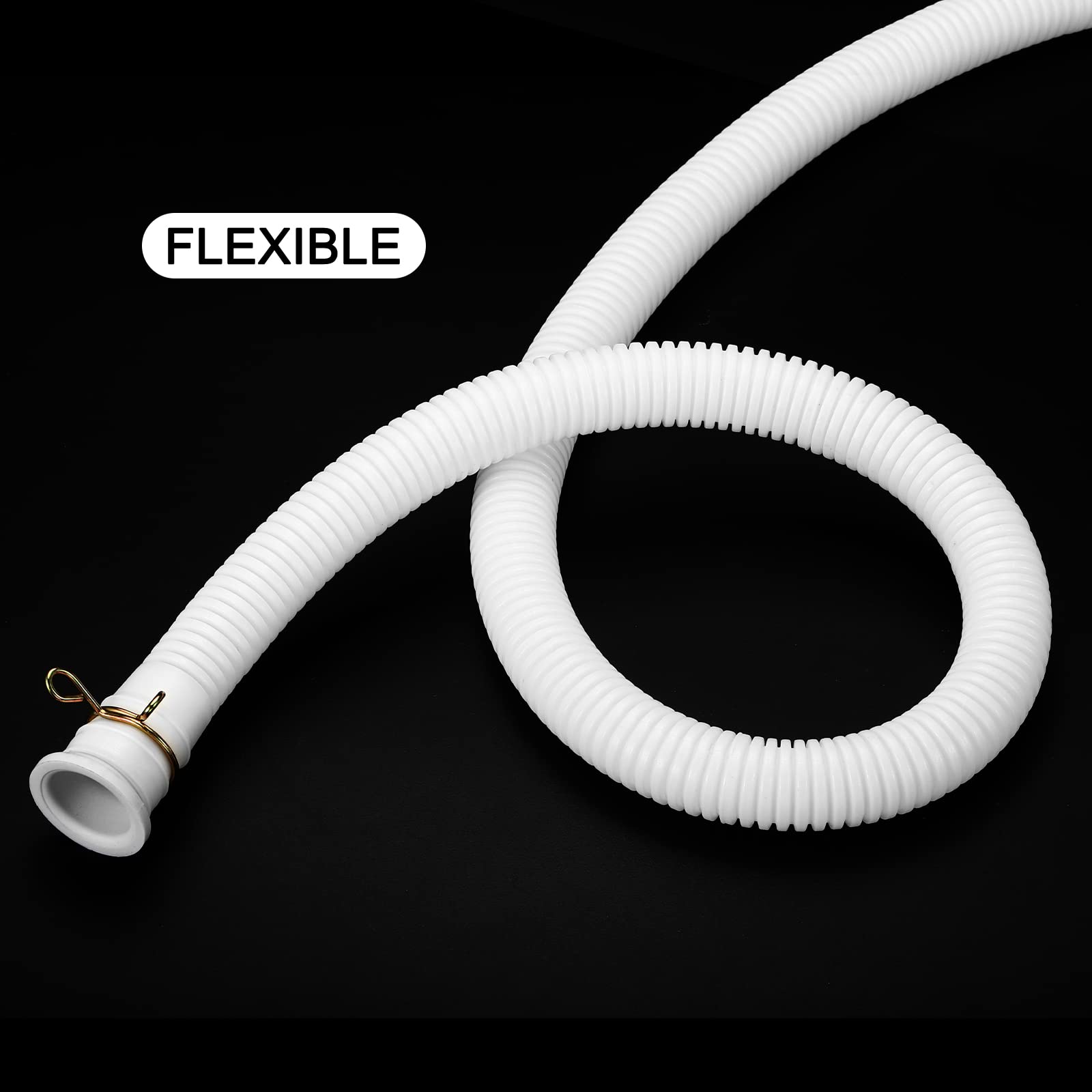 sourcing map Universal Aire Acondicionado Drenaje Manguera 18mm ID 5.3 Pies Espesada con Abrazadera para AC Unidades Lavadora Máquina, Blanco
