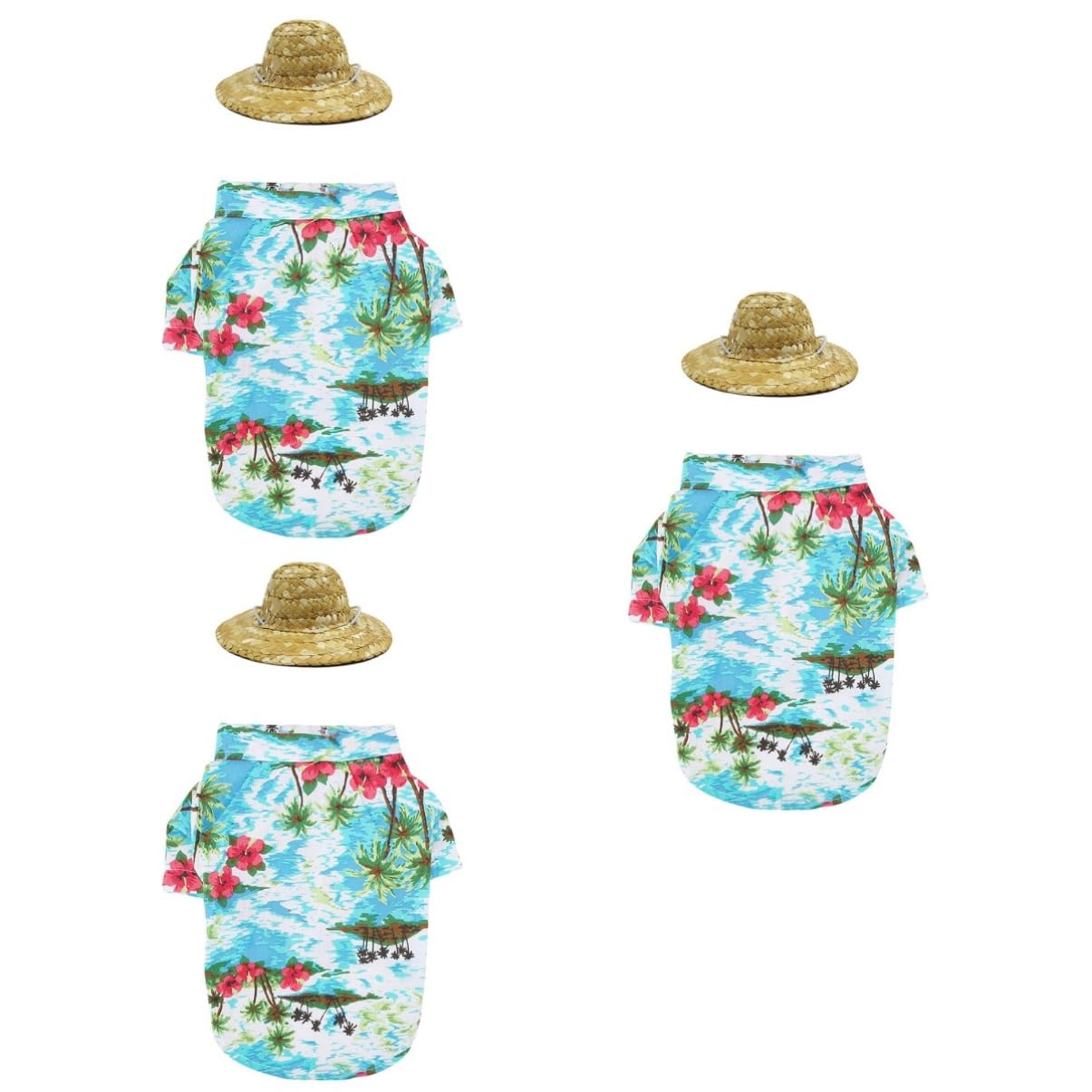 Chemise pour animaux avec chapeau hawaïen pour chien et chat bleu complices de vacances