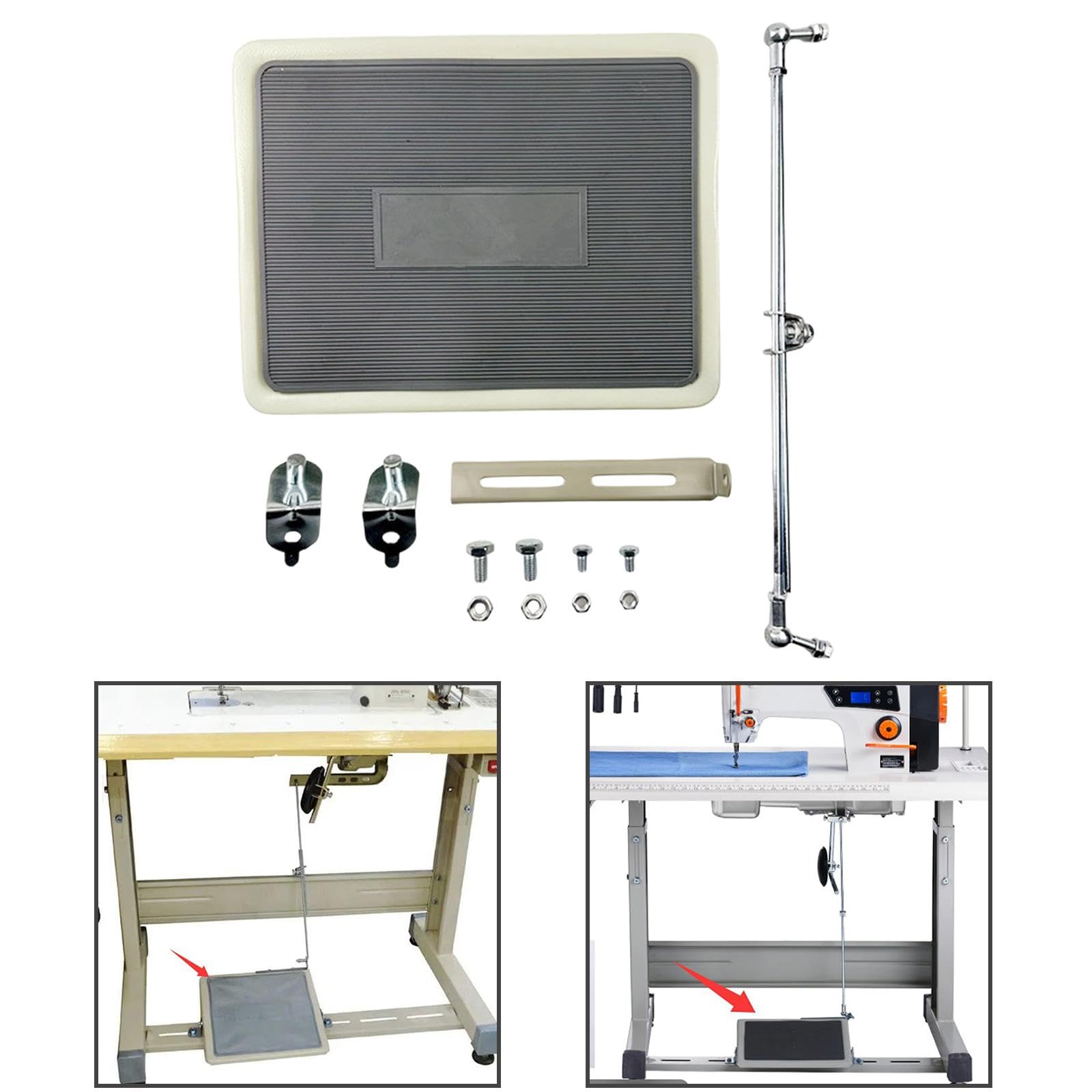 Pedal de Máquina de Coser Kit de Montaje Pie Reemplazo Instalación Simple Metal Fuerte Adecuado para Costura Hogar Mantenimiento, para Máquina Plana, Individual