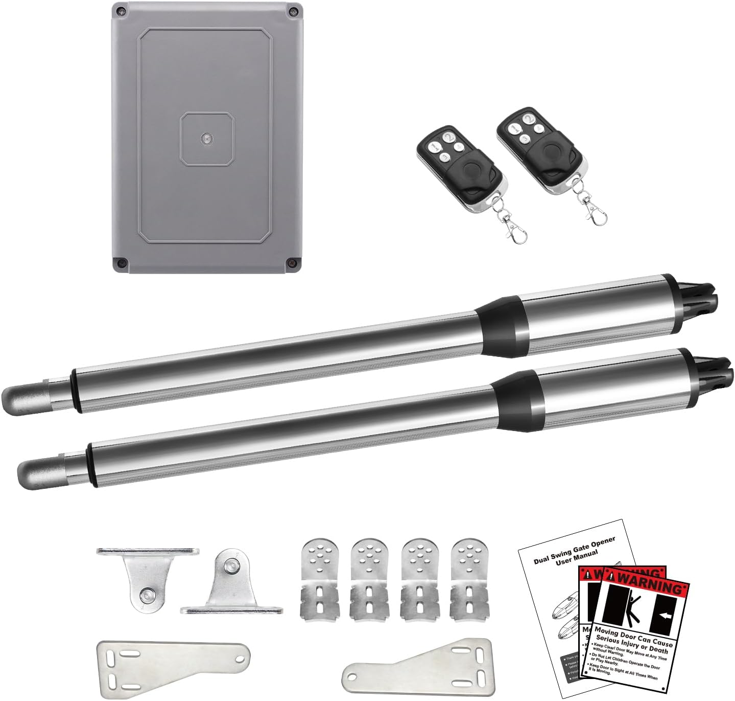 JUJIANG C01 Automatic Gate Opener with Remote Complete Kit for Swing Gate Up to 440lb per Arm