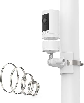 Camera Mount Pipe Mounting Bracket for Stick Up Cam/Pro/Battery with Pan-Tilt, R ing Indoor Camera, Spotlight Cam, Spotlight Camera Plus/Pro Surveillance Camera & Solar Panel White