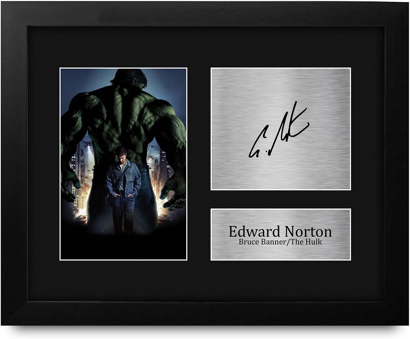 HWC Trading Edward Norton The Incredible Hulk The Incredible Hulk Framed Gifts Printed Signed Autograph Picture for Movie Memorabilia Fans - US Letter Size