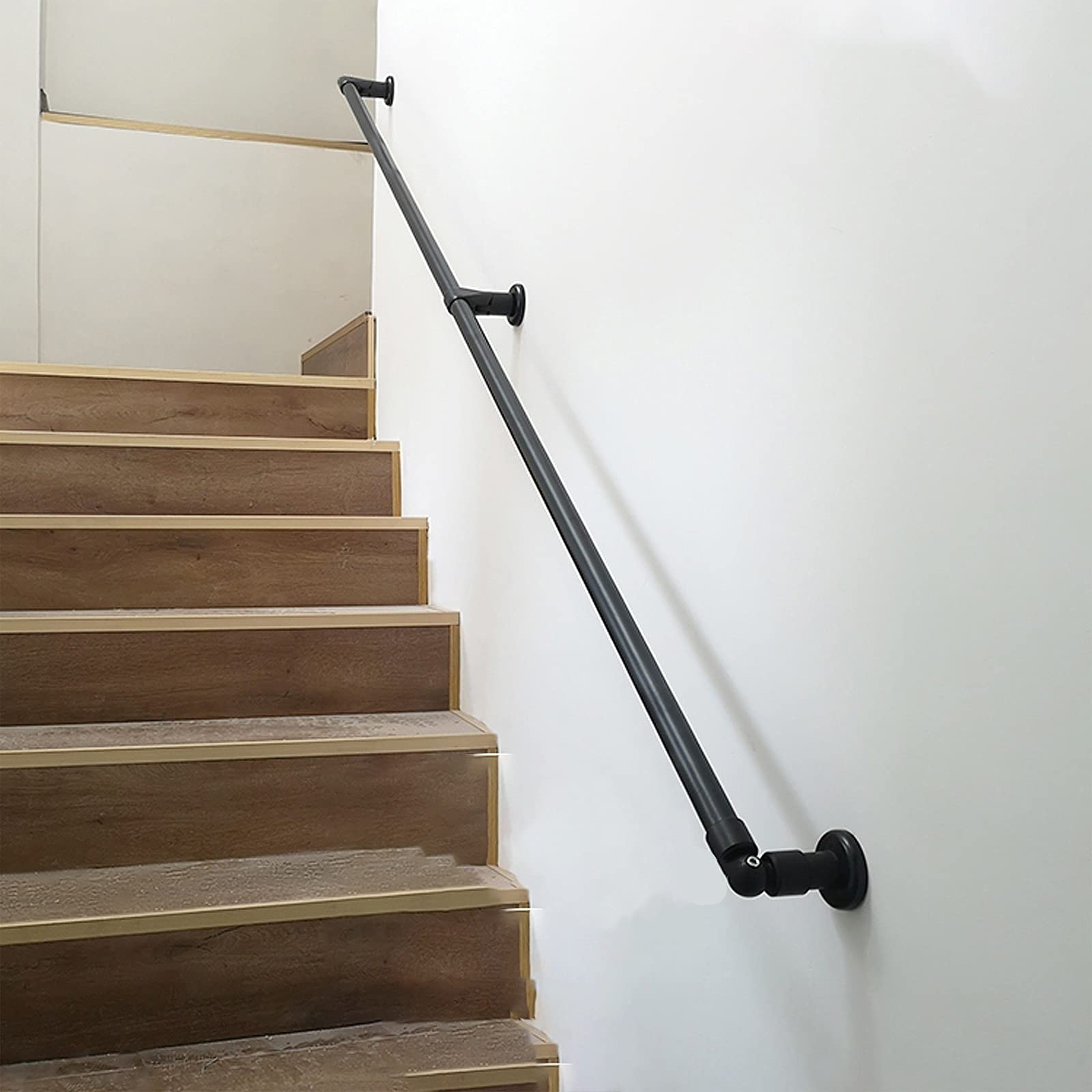 Main courante murale fer noir 30-600cm pour escalier intérieur et extérieur