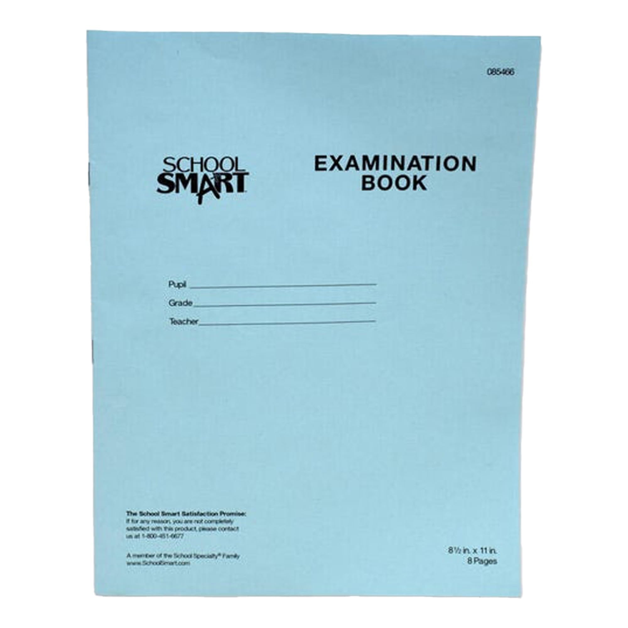 School Smart Lot de 100 cahiers d'examen Bleu 8 pages 21 x 28 cm