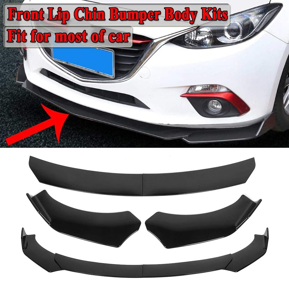 Yctze Alerón Parachoques Spoiler Delantero, Universal 4pcs Parachoques Delantero del Coche Separador de Labios Aletas Difusor Cubierta kit de Protección Canards Protector de Parachoques del Coche