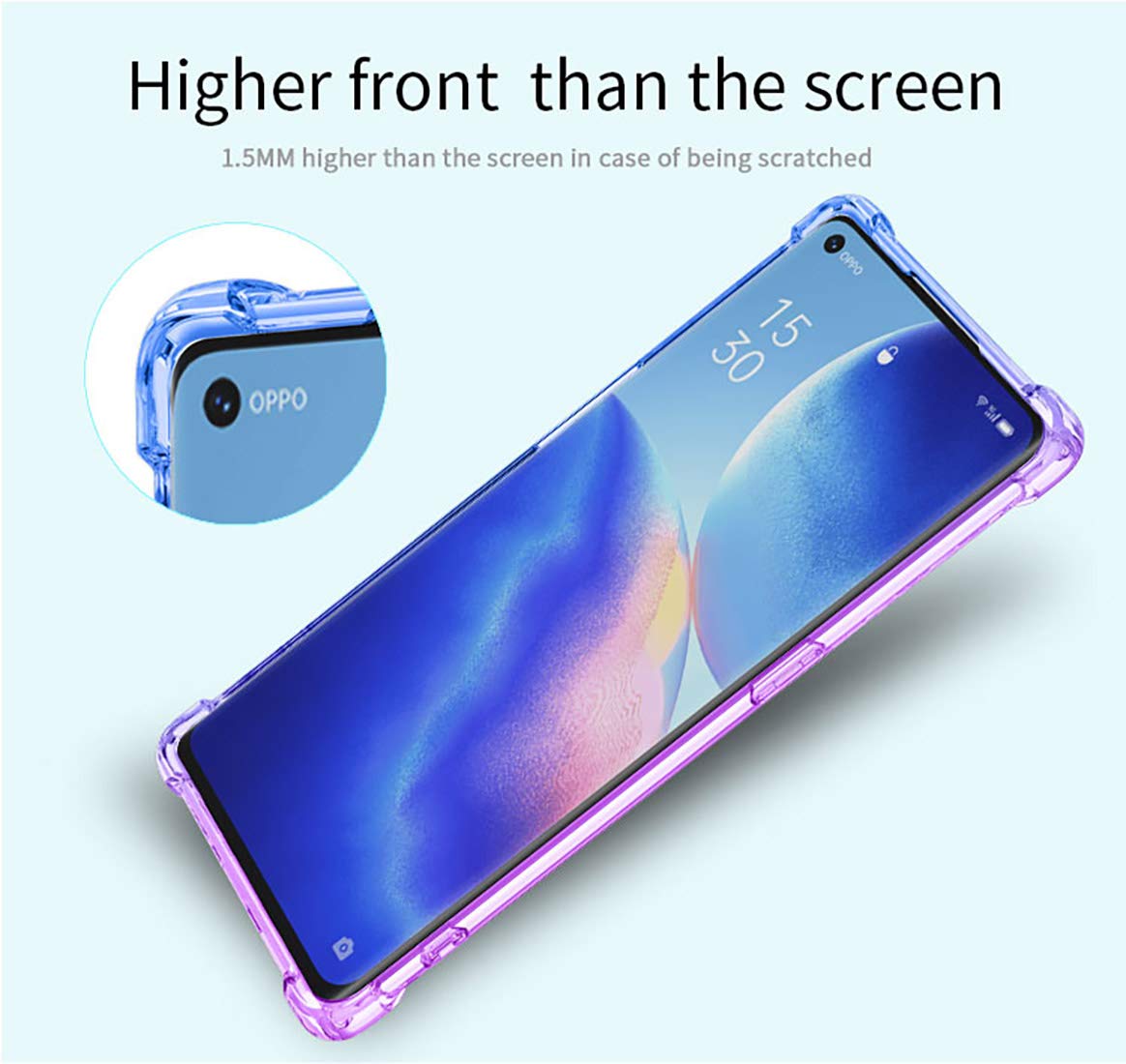 GOGME Cover per Oppo Find X3 Neo + 2 Vetro Temperato, Custodia in Gradiente Color TPU Case Cover, [Angoli rinforzati] Custodia protettiva trasparente antiurto morbida TPU Silicone Bumper (Nero/Oro