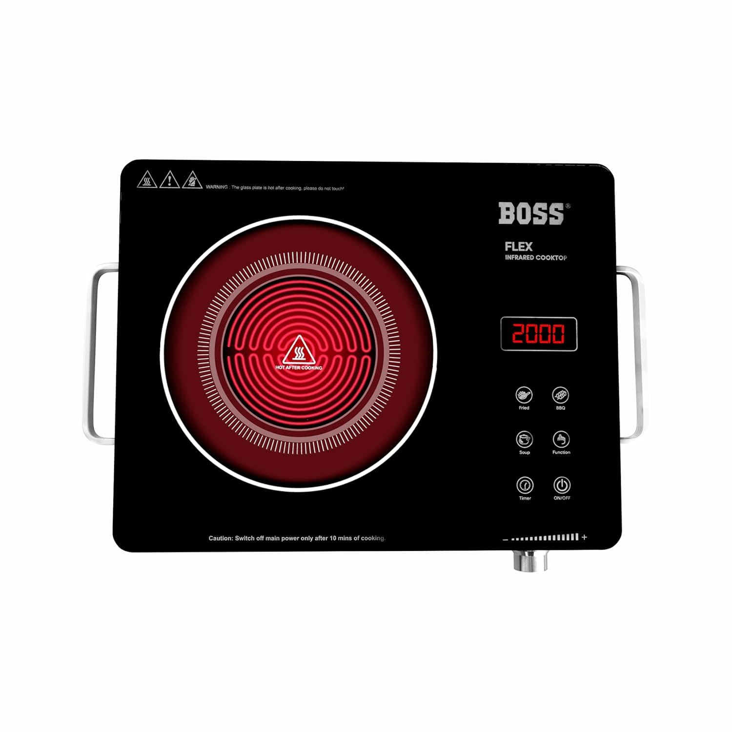 BOSS Flex Infrared Cooktop, 2200W, Black Glass Surface | Digital Display, Multiple Cook Modes, Timer Function, Side Handles, Touch Controls-image-22