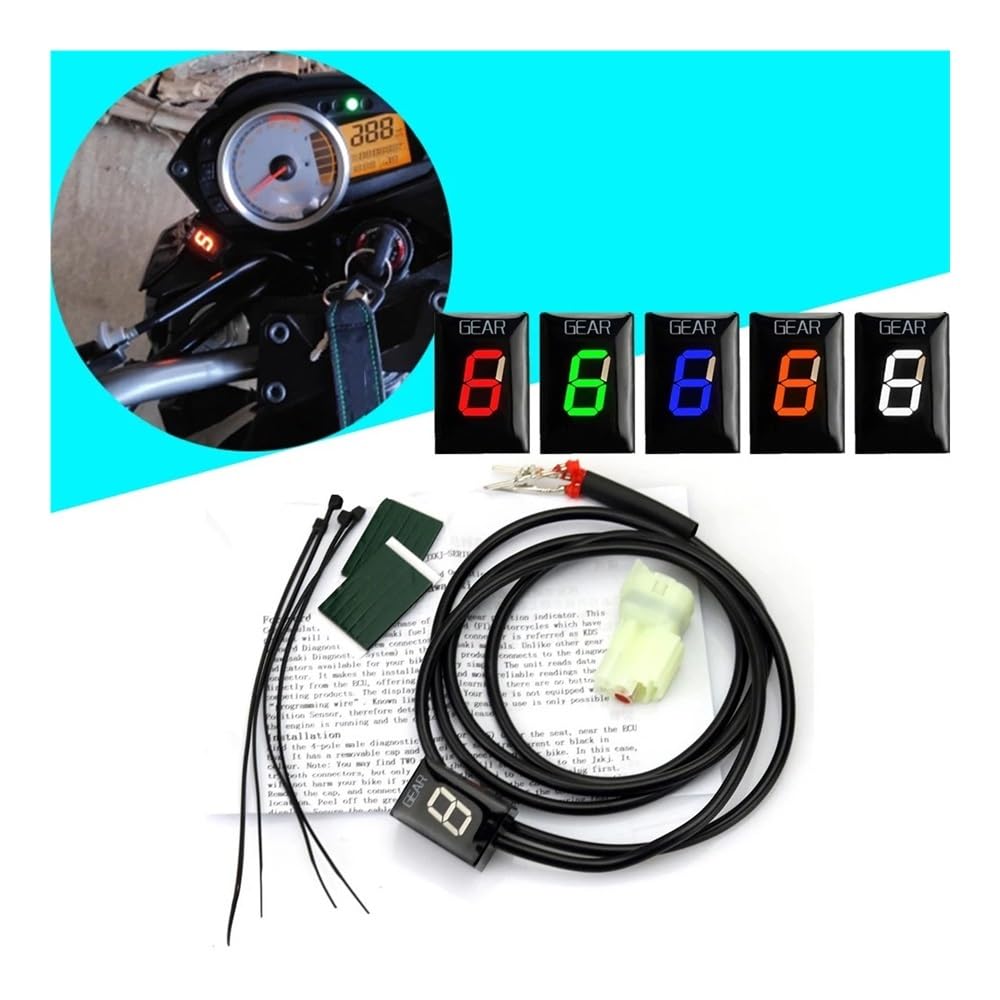 Indicatore di Marcia Digitale per Moto ER6N ER-6N ER-6F ER6F per Versys 650 KLE650 per 250R 300 400 400R Indicatore di Marcia per Moto (Staffa Rossa)