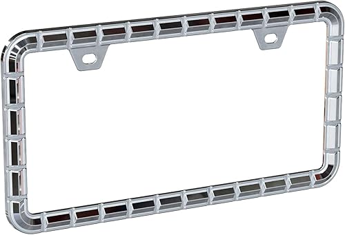 Miniatura 2 de Creathome Marcos de matrícula cromados 3D, metal puro de la aleación del cinc con la cadena modelada