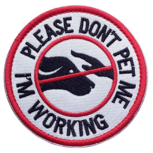U-LIAN Service Dog Working Do Not Touch Military Tactical Morale Badge Hook Loop Fastener Patch - Please Do Not Pet Me I'm Working - 3.15