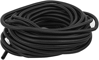 uxcell 15.8 M 7 x 10 mm Plastic Corrugated Conduit Tube for Garden,Office Black