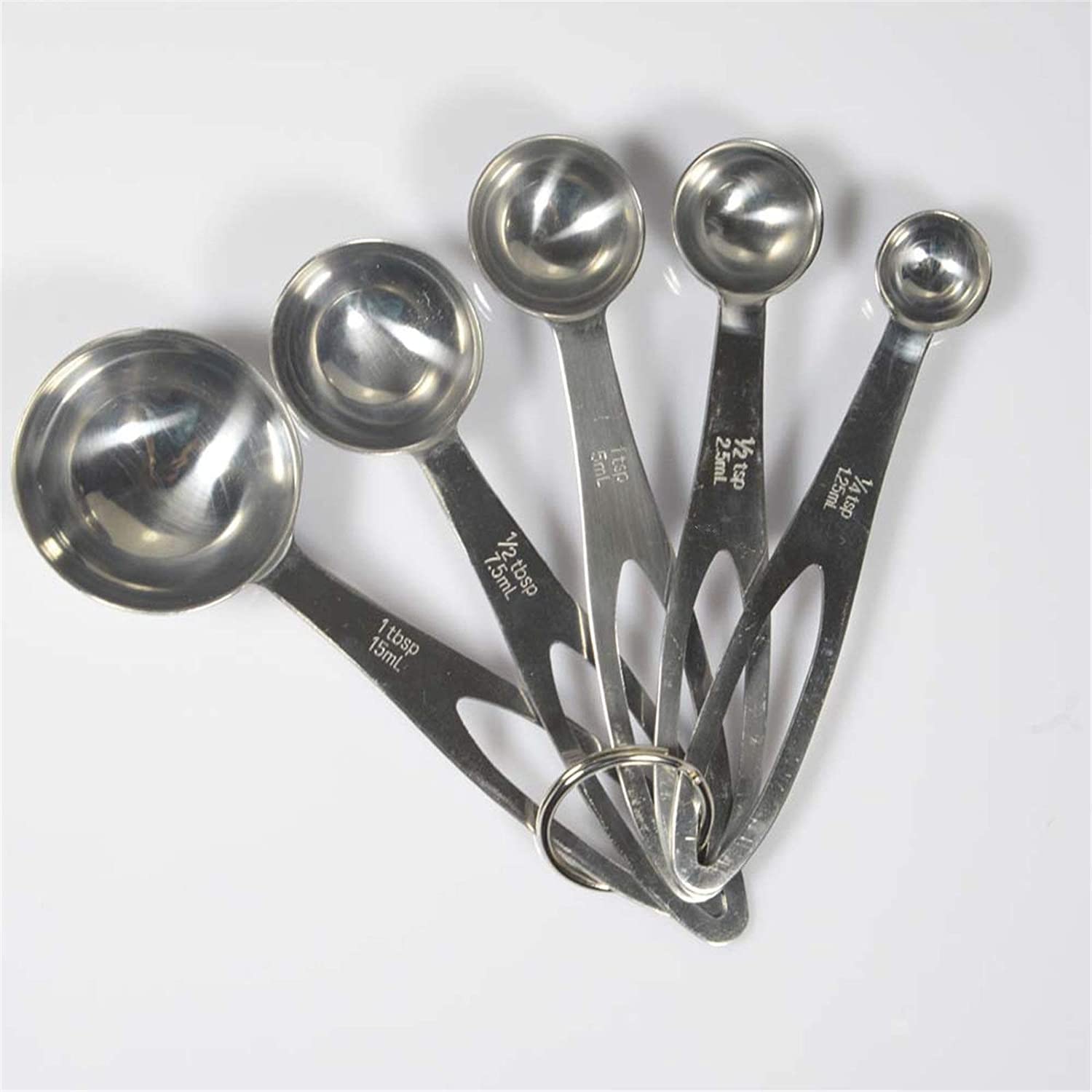ACiyD Messlöffel Edelstahl-Messlöffel-Messlöffel-Set fünfteiliges Küchen-Backwerkzeug (Silber, 5 Stück) (Silber 5 Stück)