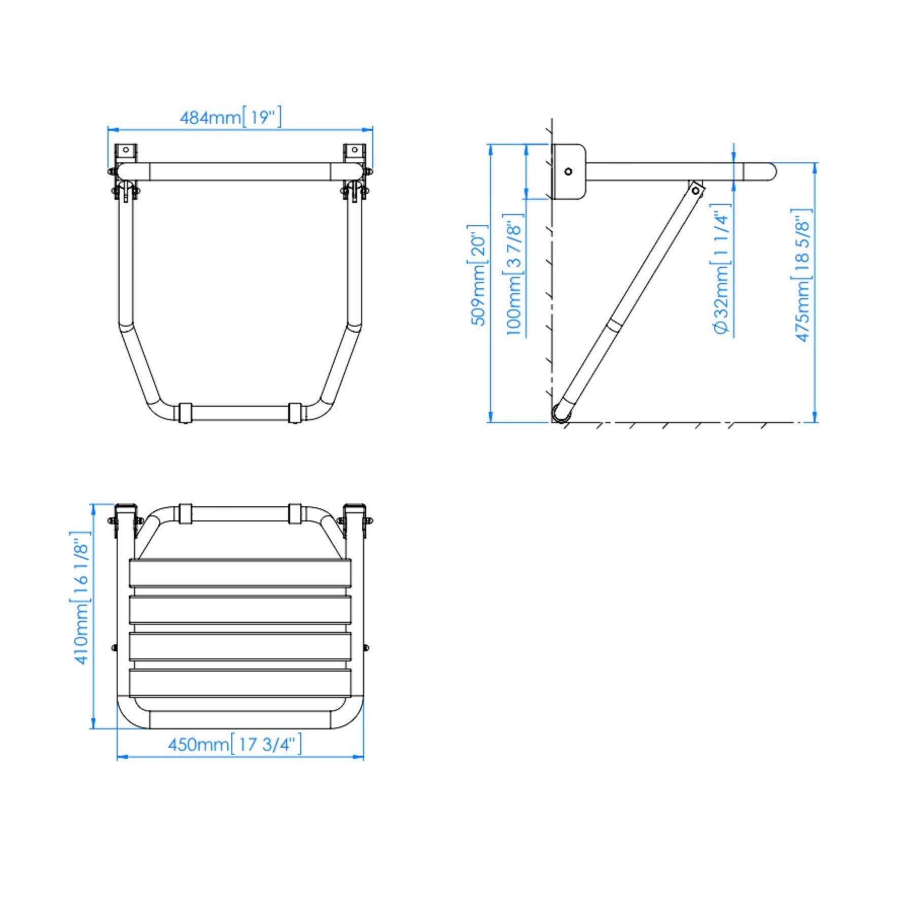 Mediclinics - Asiento De Ducha Con Pie Sat. (AM0251CS)