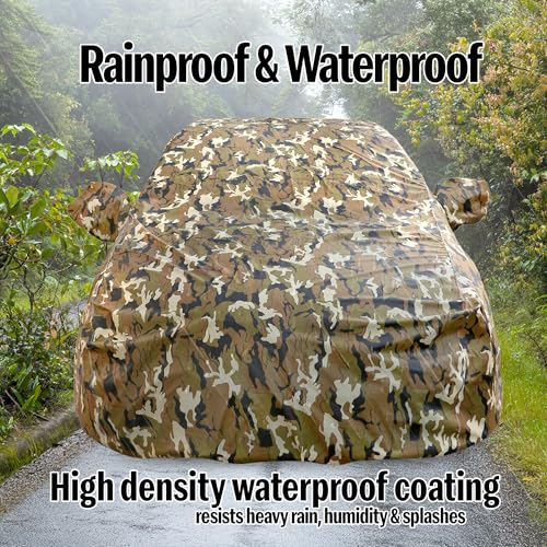 Image of Autofact 100% Waterproof Car Body Cover for Thar Roxx | Dustproof UV & Sun Protection Windproof with Straps & Buckles, Triple Stitched with Soft Cotton Lining, Mirror Pockets & Heat-Resistant Fabric