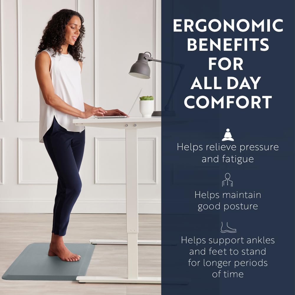 Gray Ergonomic Anti-Fatigue Waterproof Kitchen Mat 20x32