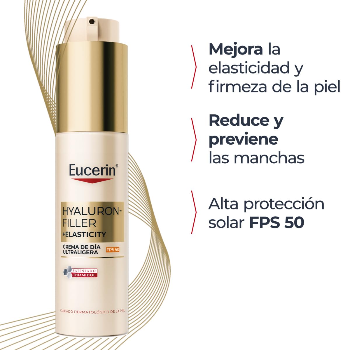 Hyaluron-Filler + Elasticity Día Ultraligera SPF50 50ml, Crema facial antimanchas y antiarrugas, protección solar con Thiamidol, absorción rápida, para todo tipo de piel