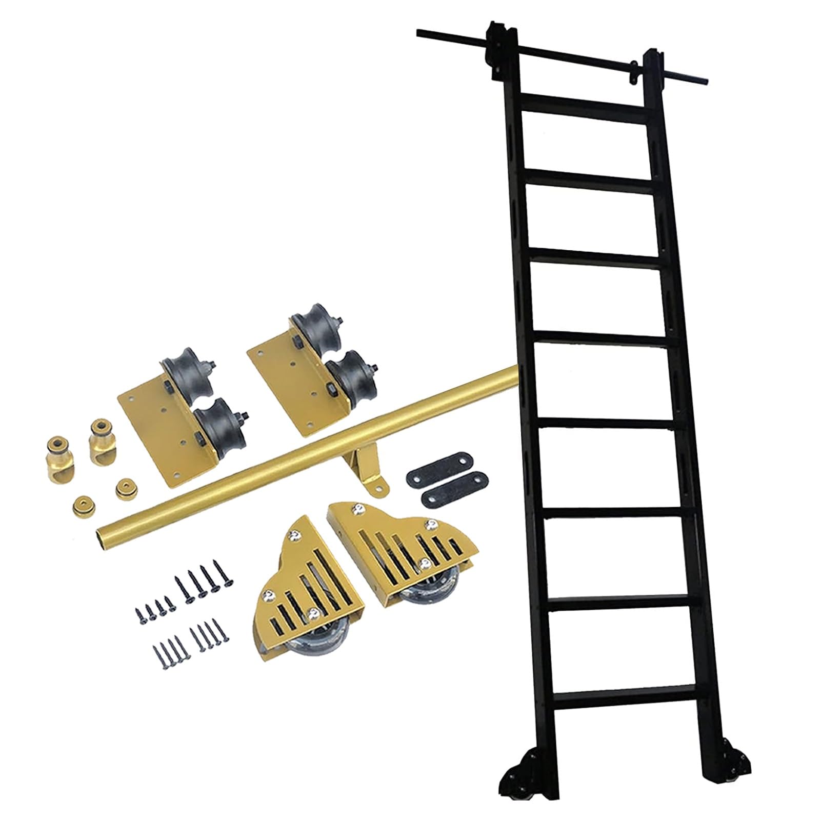 Kit de rail de 720 cm avec roulettes freinées pour échelle coulissante de meuble