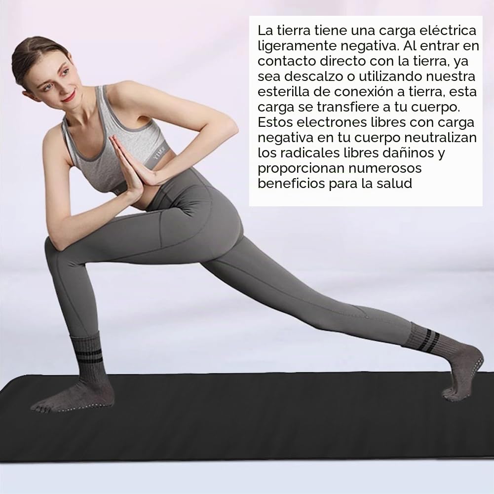 Alfombrilla de conexión a tierra con cable de 4,6 m de la UE, alfombrilla de conexión a tierra para usar como alfombrilla de ratón o de yoga, alfombrilla antiestática para el bienestar, reducción de