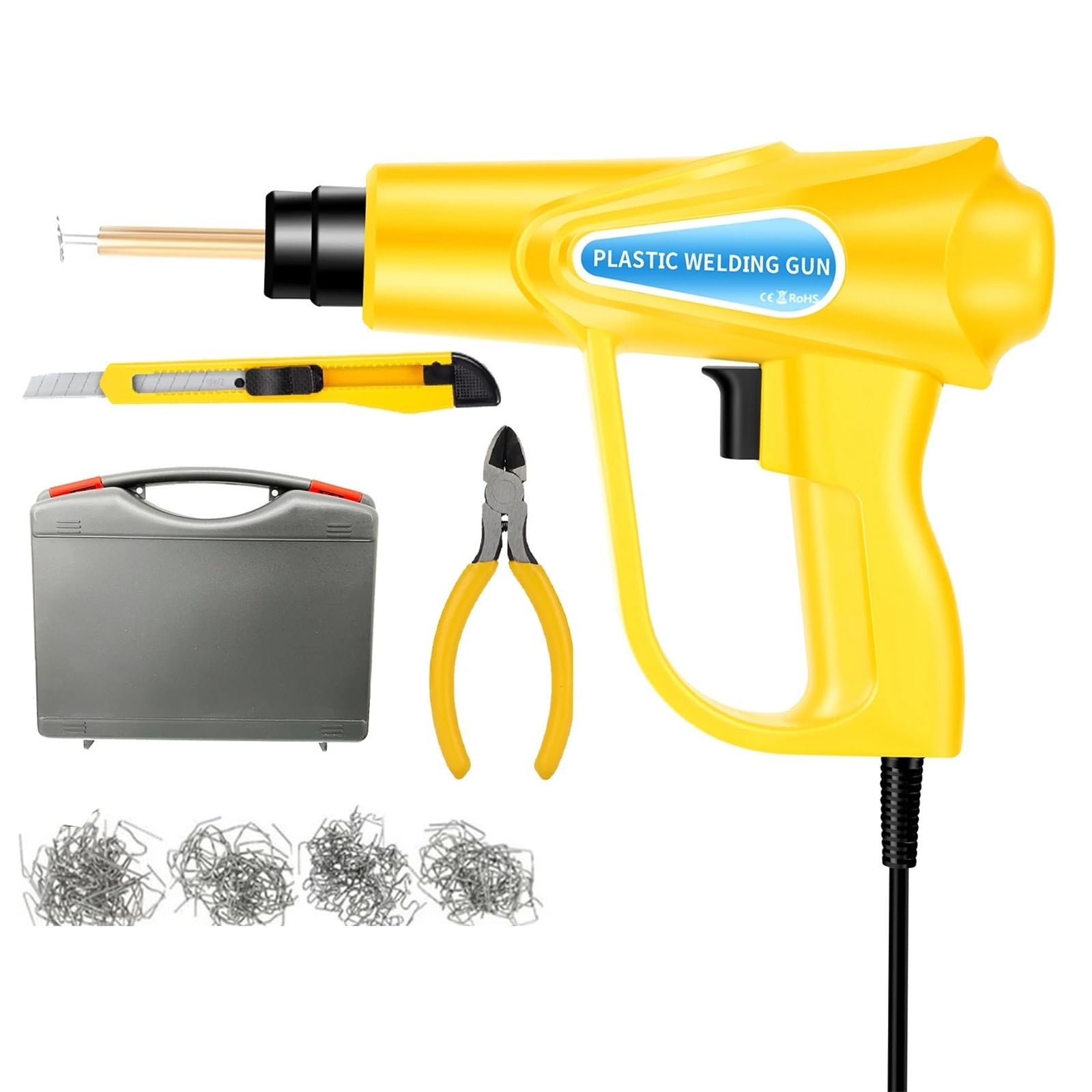 Plástico Soldadura Máquina Soldador de pistola calor para máquina soldadura plástico, grapas parachoques, Kit herramientas reparación automóviles(Set 2 with box)