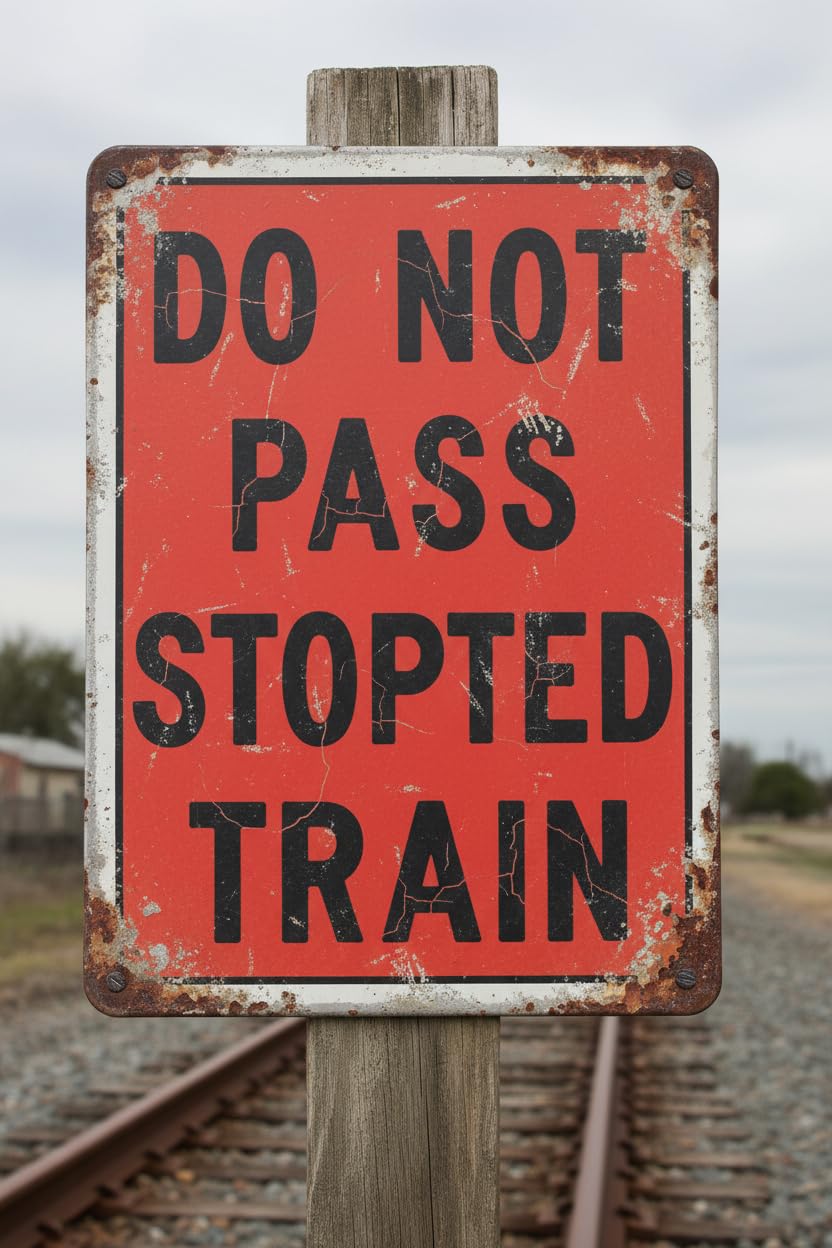 Wall Decor R15-5a Do Not Pass Stopped Train - Traffic Railroad And Light Rail Crossing Sign Metal Sign 8 X 12 Inches Clear Signage For S, Fences Vintage Signs Aluminum Plates Printed