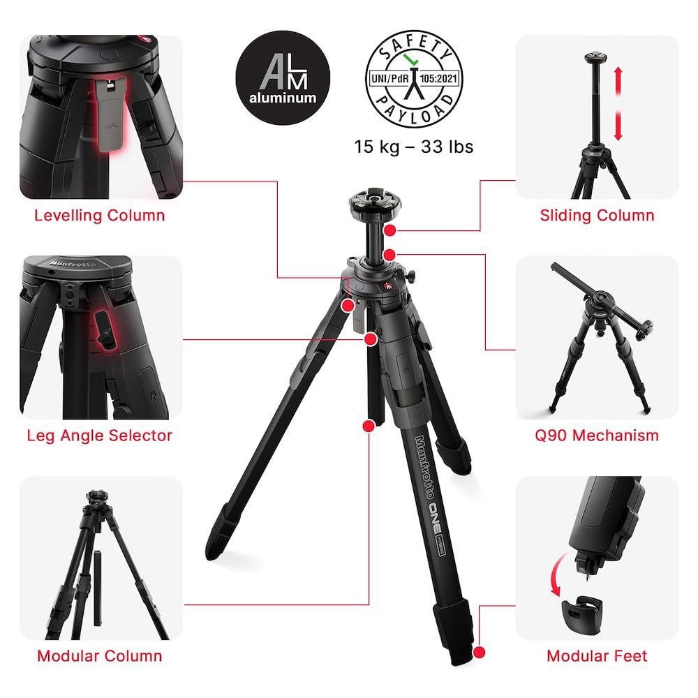 Amazon | Manfrotto Manfrotto ONE アルミニウム三脚 ブラック [3段