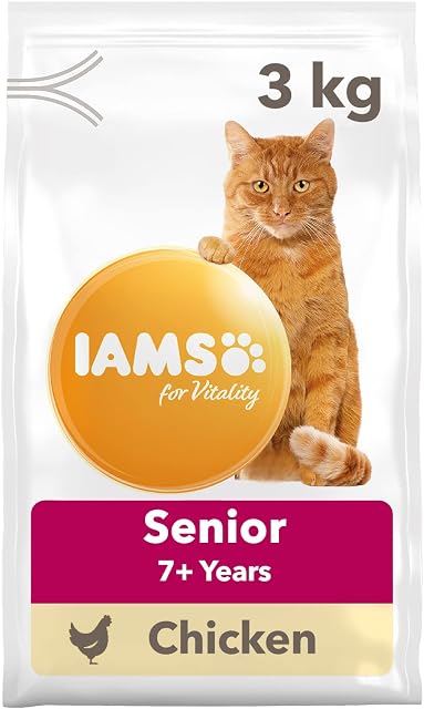 IAMS for Vitality Senior dry cat food with chicken - dry food for senior cats from 7 years of age, 3kg