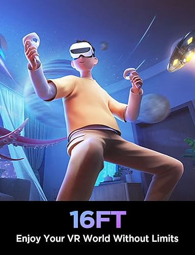 Miniatura 7 de AINOPE Cable de enlace para Oculus Quest 2, cable de enlace VR de 16 pies trenzado de nailon transferencia de alta velocidad de 5 Gbps y carga