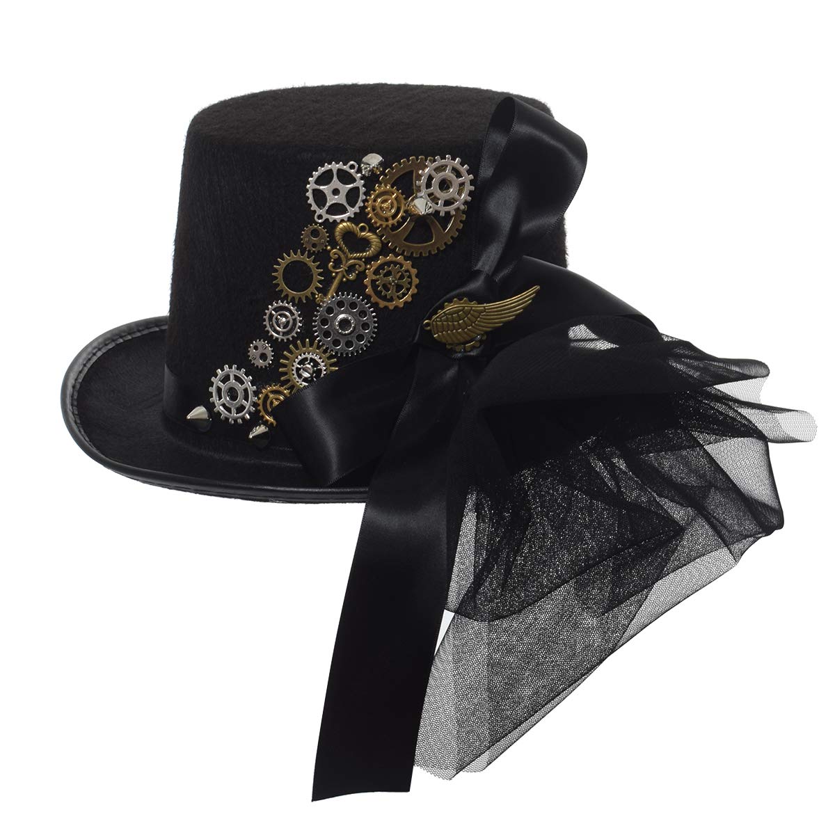 COSDREAMER Unisex Steampunk Top Hats Halloween Costume Hat with Goggles (60cm Black 8) โ image 1