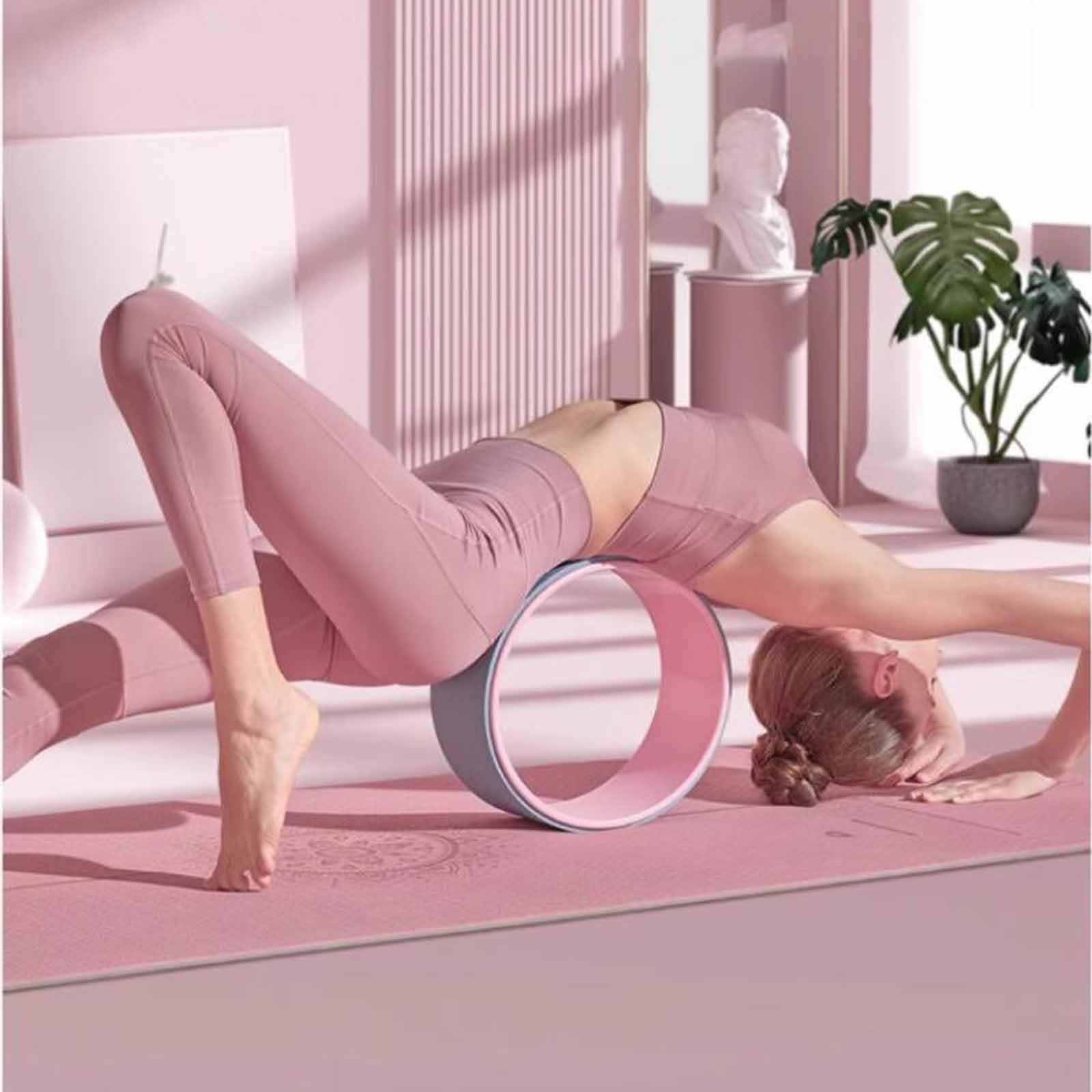 cerchio aereo Ruota da yoga rosa-viola per il mal di schiena, Interno Casa Ruota per schiena per l'allenamento fitness e lo stretching, Ruota per massaggi per alleviare il mal di schiena per palestra,