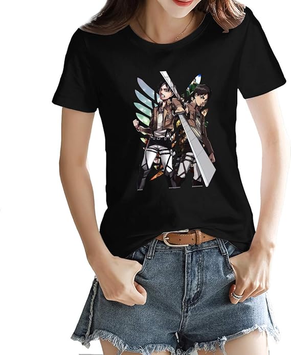 Amazon リヴァイ アニメ シャツ レディース アニメtシャツ 半袖 服 綿 おもしろtシャツ スポーツ おしゃれ 快適 カジュアル プリント ファッション 誕生日 プレゼント Tシャツ カットソー 通販