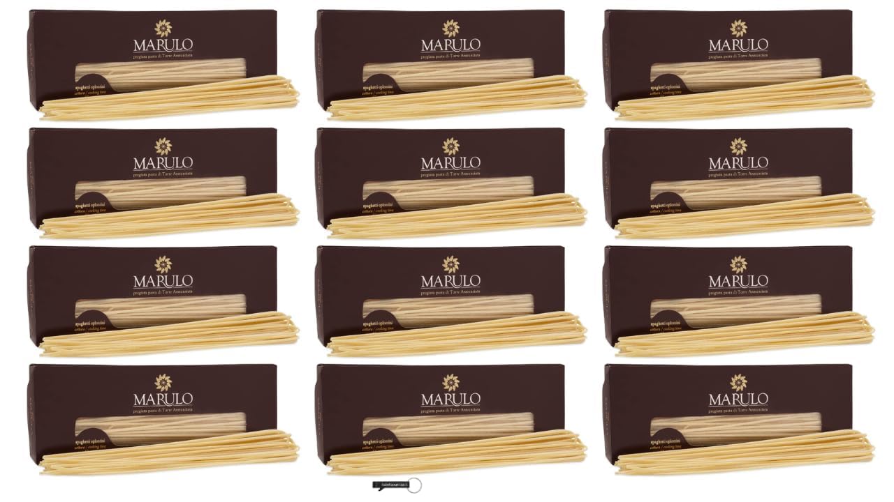 Marulo Italienische Spaghetti-Pasta, Bronzeschliff, 500 g, 12 Stück, Premium-Hartweizen, + Schlüsselanhänger italy shop service