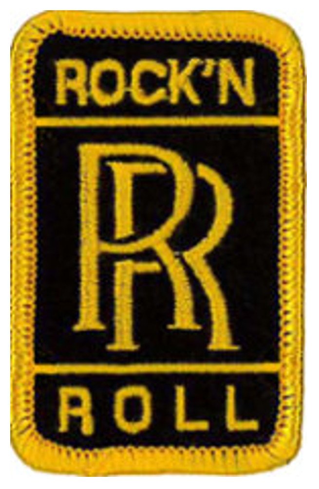 Another Quality Product From Klicnow Black/Gold Rolls Royce Rock 'N' Roll Embroidered Patch 6Cm X 4Cm (2 1/2" X 1 1/2")