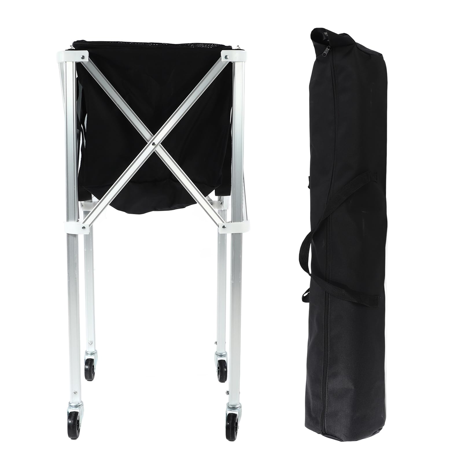 Cryfokt Carrello Pieghevole per Palline da Tennis Carrello Leggero e Facile da Trasportare per Bambini Lega di Alluminio Nera 35,4x16,1x16,1 Pollici