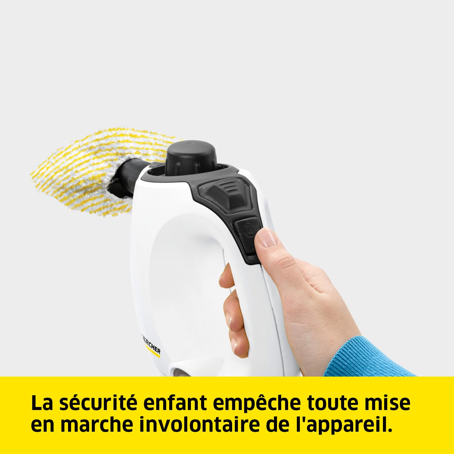 Kärcher Nettoyeur Vapeur SC 1, Pression Vapeur : 3 Bar, Temps de Préchauffage : 3 Min, Puissance : 1 200 W, Surface : 20 m², Réservoir : 200 ML, avec Buse à Main, Jet Crayon & Powerbuse, Brosse Ronde