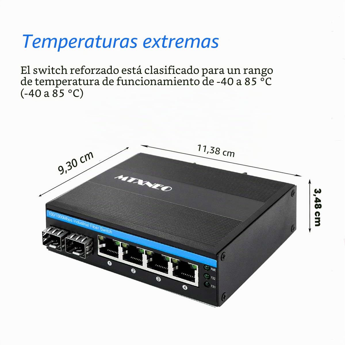 Gigabit Industrial PoE Network Switch de 6 puertos con IEEE802.3at-30W / montaje en puerto DIN Rail 2 puertos SFP y 4 puertos RJ45 (sin transceptor SFP)