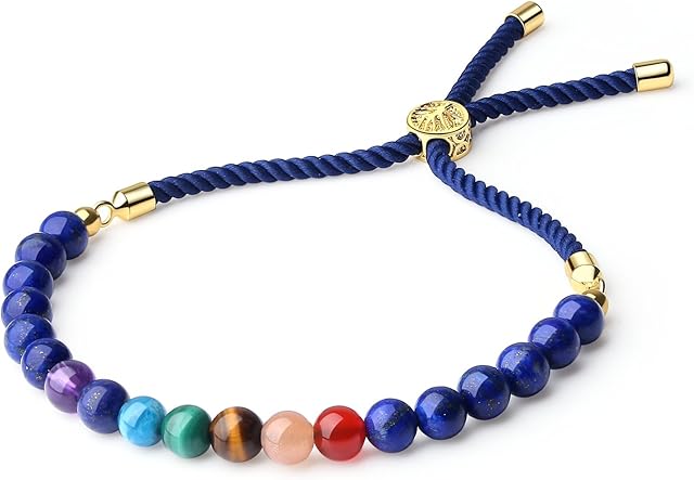 COAI Tree of Life Women's 7 Chakra Stone Bolo Bracelet