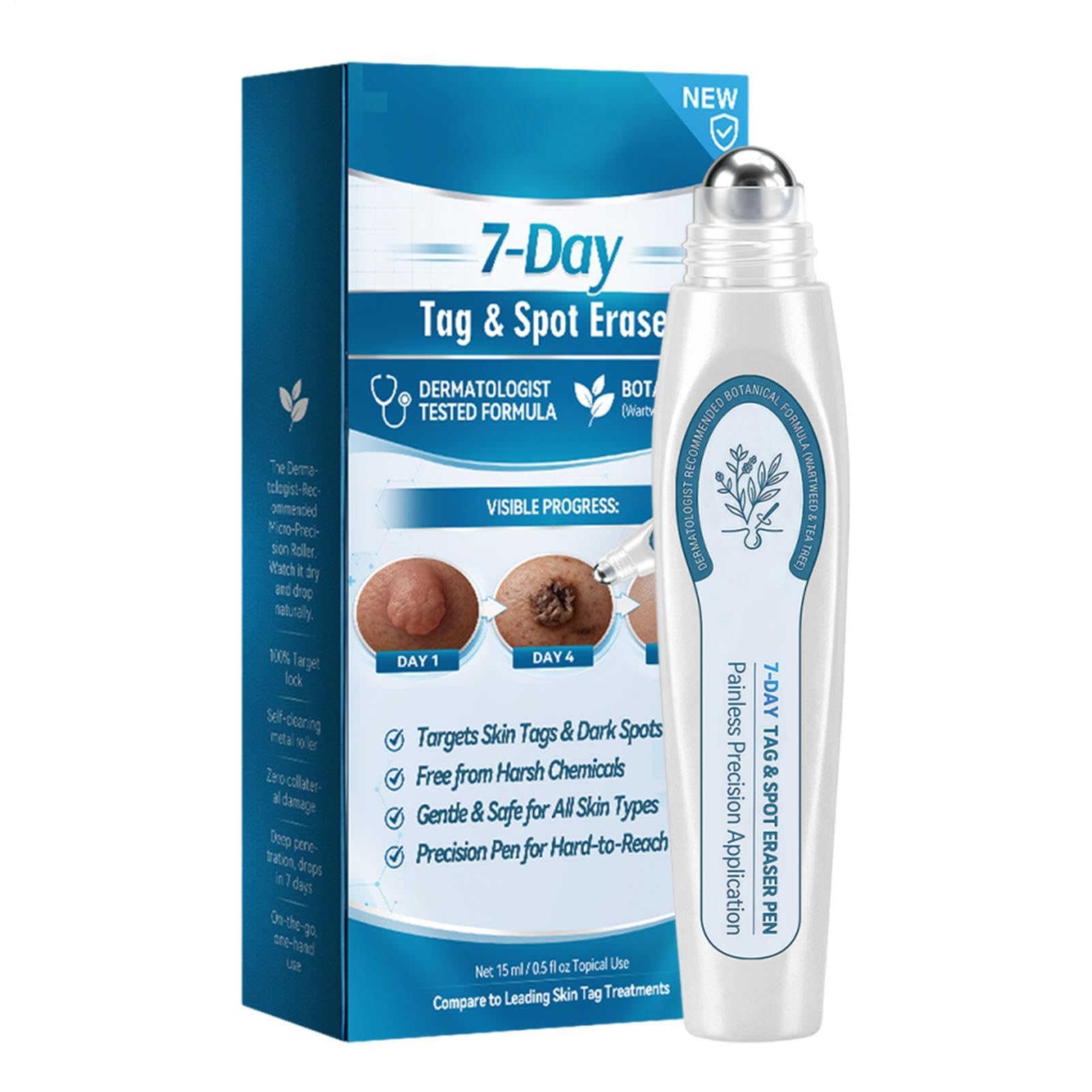 Bolígrafo para la eliminación de verrugas – Solución suave de absorción rápida de 15 ml, aplicador para el tratamiento de verrugas planas, herramienta de precisión para el cuidado de la piel, fórmula