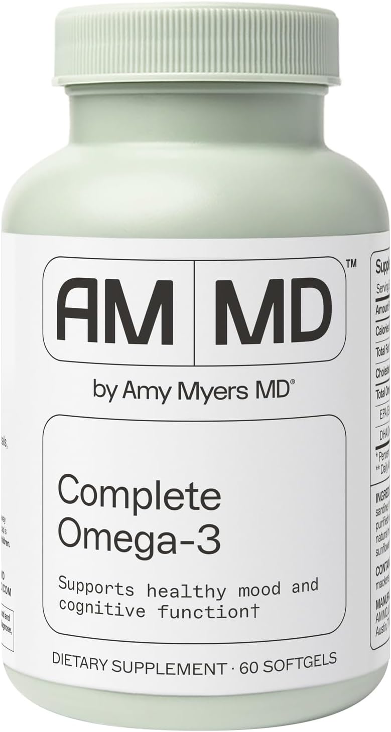 Complete Omega-3 Softgels - Fish Oil Supplement for Cardiovascular & Immune System Support - Non-GMO, Non-Dairy & Non-Soy - 60 Softgels (60 Servings)