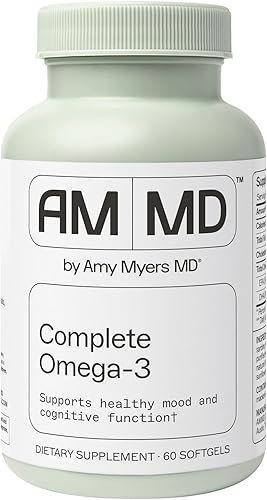 Amy Myers MD Complete Omega-3 Softgels - Fish Oil Supplement for Cardiovascular & Immune System Support - Non-GMO, Non-Dairy & Non-Soy - 60 Softgels