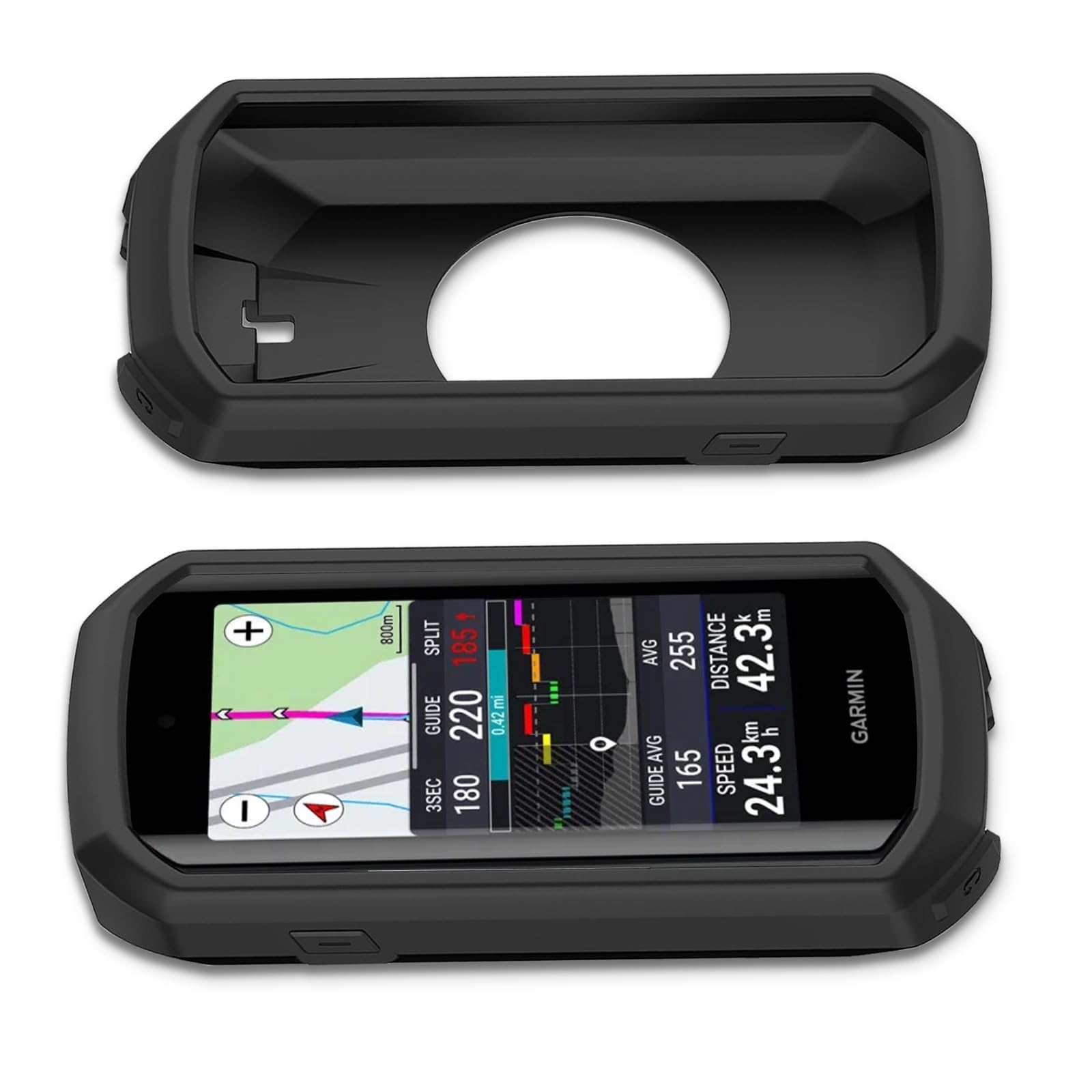 Custodia per Garmin Edge 1050 + 2 Fogli di Protezione, Custodia in Silicone Morbido Antishock per GPS Bici Ciclismo Touring, Protezione Completa Della Cassa per Garmin Edge 1050, Nero