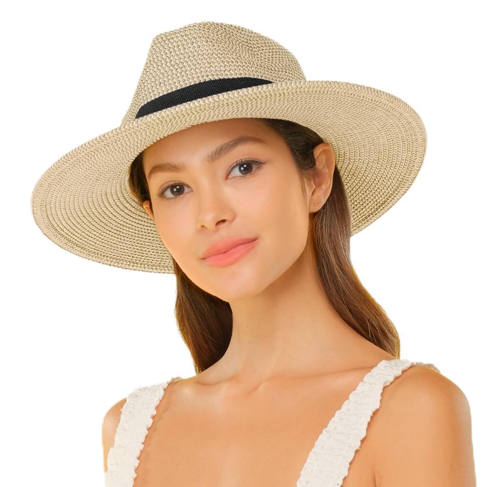 C.C Panama Hat, Color Band, One Size, Natural