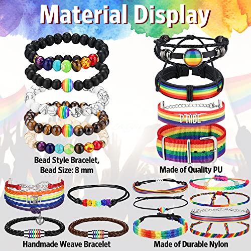 Batiyeer 20 Pcs Bulk Pride Bracelets Lgbt Rainbow Pride Bracelet Handmade Pride Accessories Set Lgbt Jewelry Lesbian Awareness Adjustable Braided Nylon Wristband For Women Men Teens Lgbt Gifts #TOP2