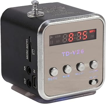 Portable AM FM Radio With Bluetooth Music Speaker, Vintage Mini Retro Radio, Support Card and U Disk (Black)
