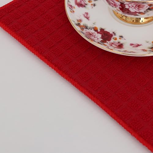 Miniatura 5 de Cabilock Toalla de microfibra de limpieza de toalla de primera calidad, reversible, color rojo, para cocina, Xcm, tela absorbente, secado de platos,