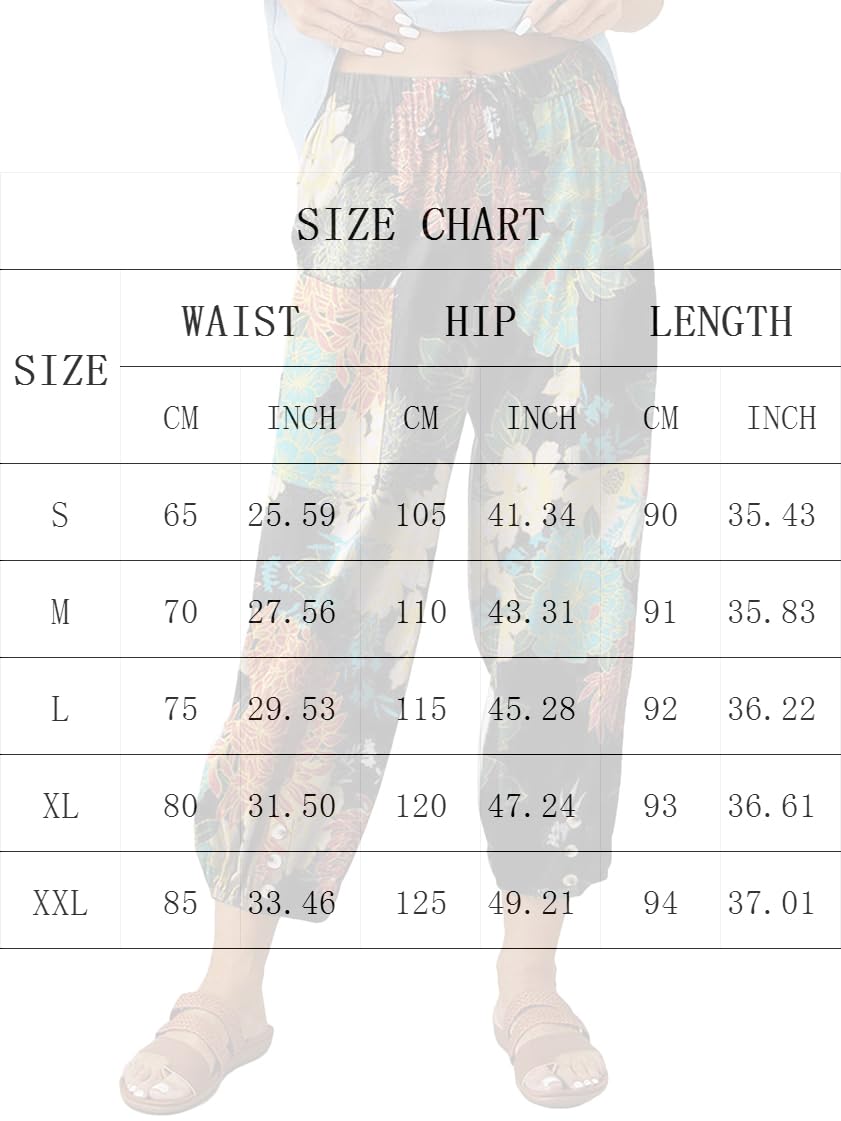 ABYOVRT Sommerhose Damen Leicht 7/8 Leinenhose Loose Freizeithose Frauen Weite Haremshose Taille Straight Bein Hose Stoffhose mit Taschen und Tunnelzug,S-XXL