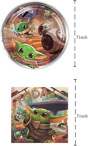 Miniatura 2 de Omto El paquete de 40 suministros de fiesta Baby Yoda incluye 20 platos 20 servilletas para decoración de fiesta Baby Yoda
