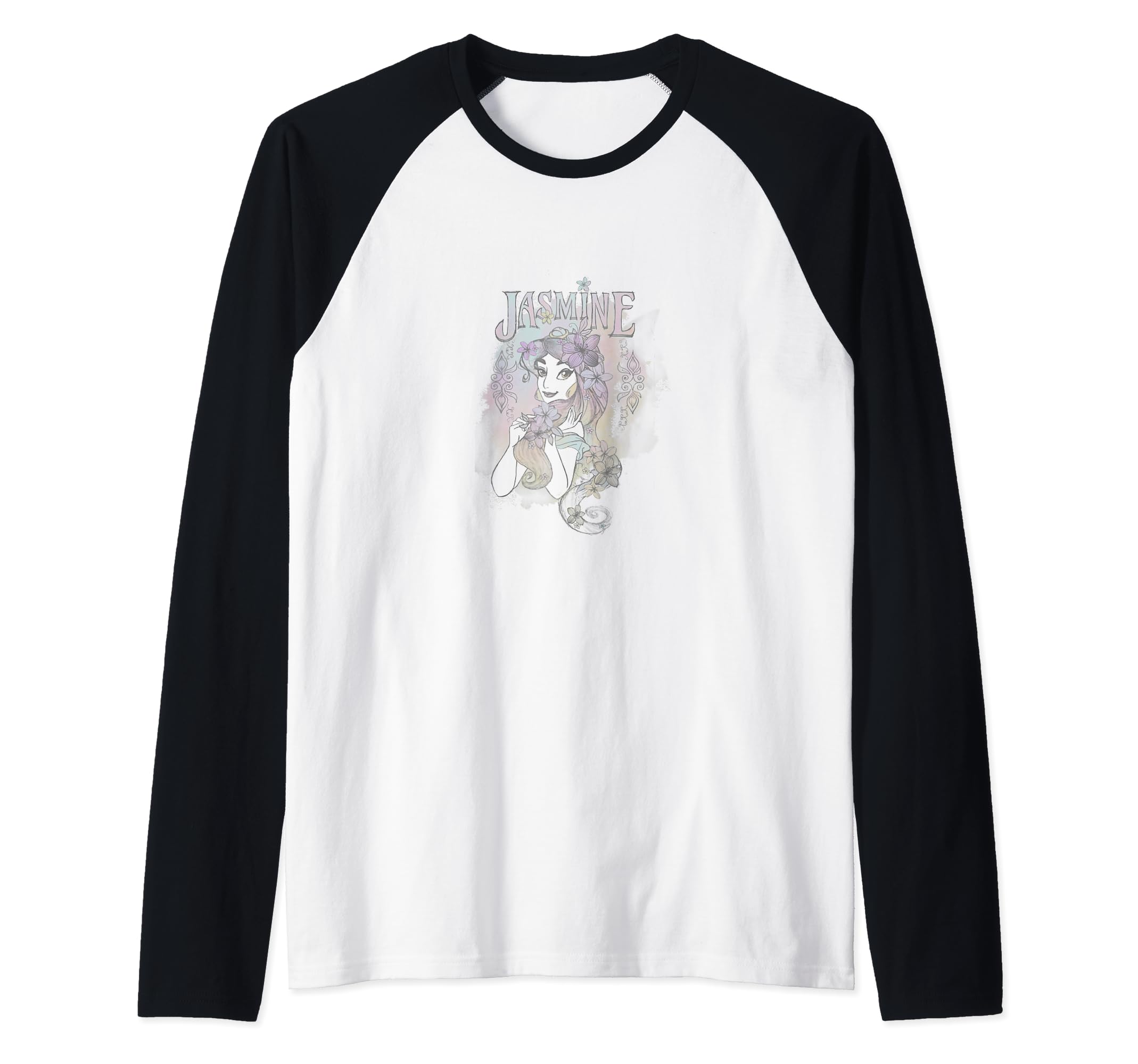 T-shirt Baseball Jasmine d'Aladdin au Style Aquarelle Raglan pour Femme - 2