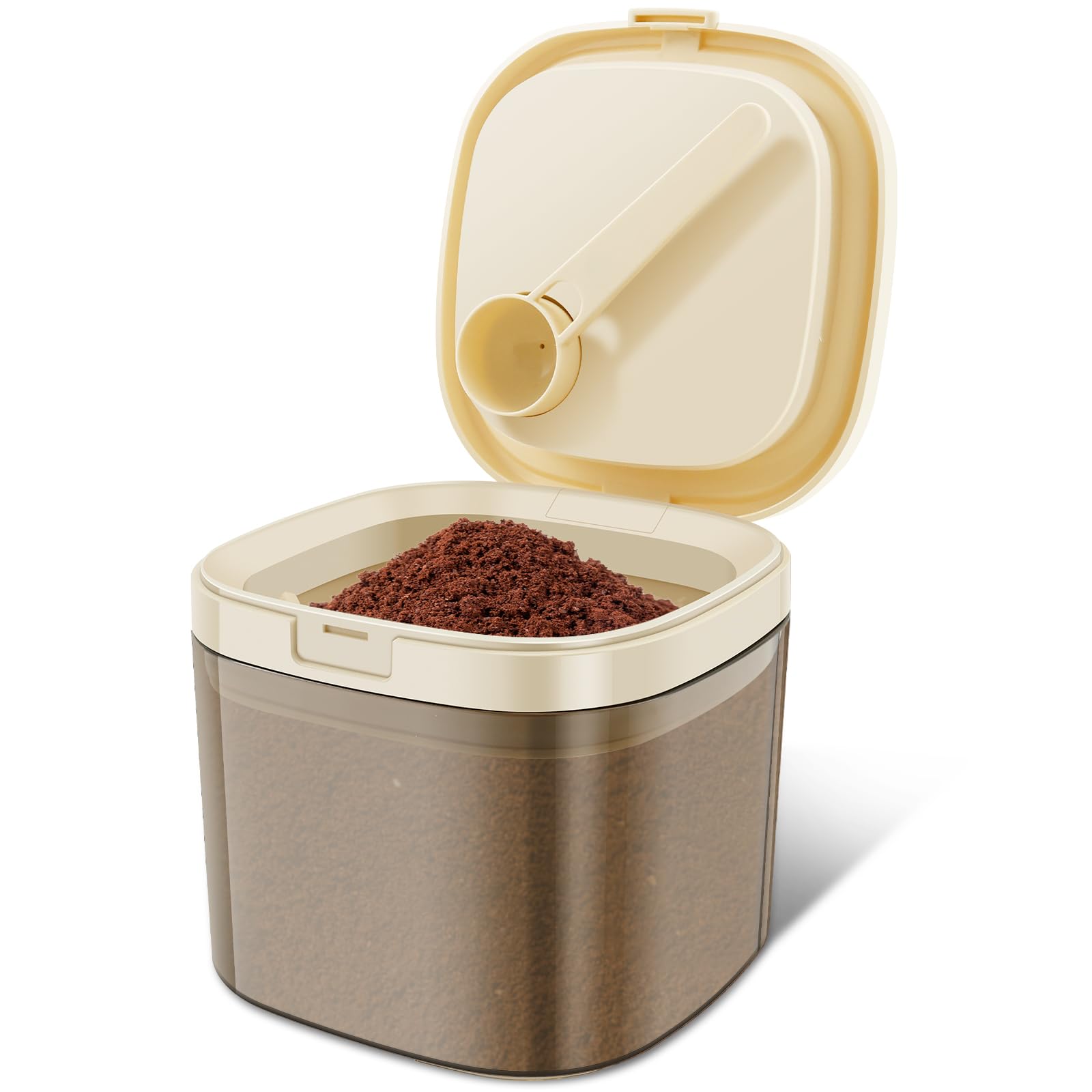 Kuanght Coffee Bean Storage Container, 800ML Airtight Coffee Canister with 50g Magnetic Scoop and Snap Locking Lid, Stackable Food Storage Container for Sugar, Spice, Herb, Candy and Snack